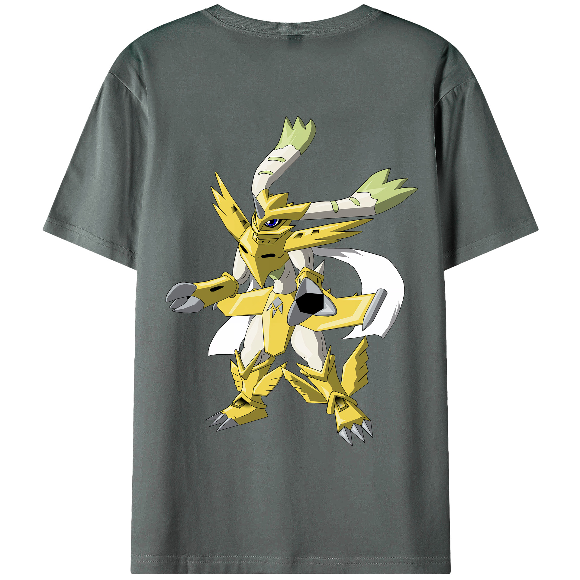 （画像用） Digimon デジタルモンスター/デジモン 綿100％ メンズ半袖Tシャツ（バックプリント） 通気性